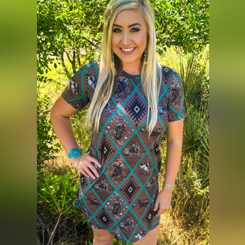 NWT Brown Wild And Western Print Dress
